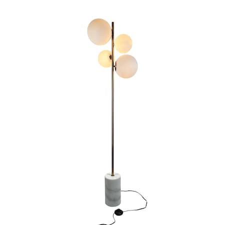 Brilliantbulb Kinich 4-Light 62 in. Brass Floor Lamp with White Glass Globes BR3570659